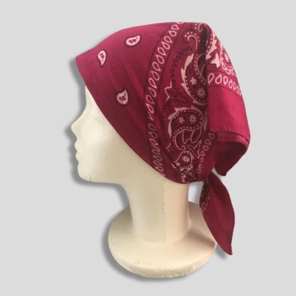 Paisley Bandana Handkerchief Cotton Burgundy Unisex One Size - Picture 1 of 9